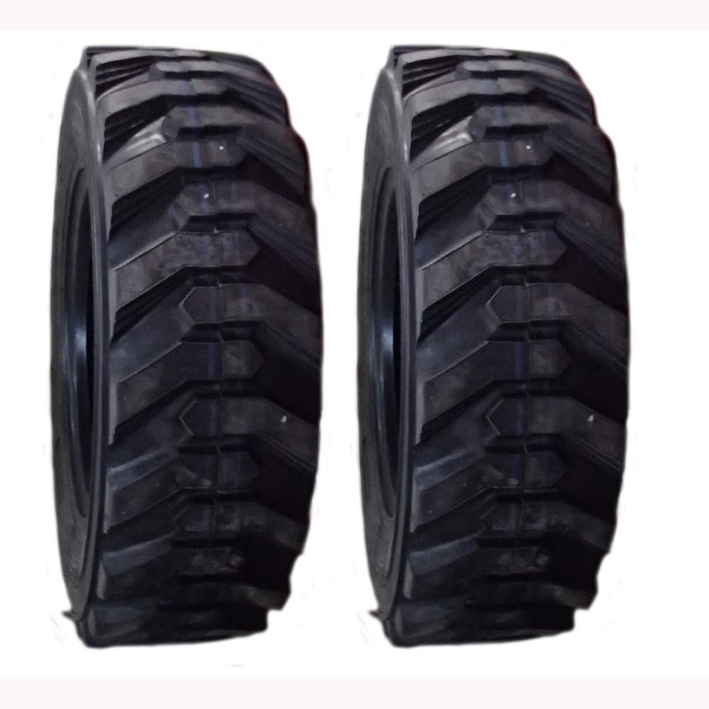 (2) 10 Ply Skid Steer Tires 10-16.5 HD with Rim Guard Fits Bobcat Fits John Deere Gehl JCB