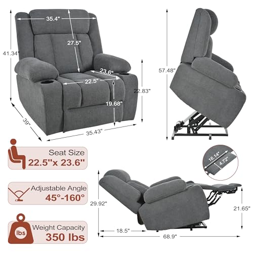 Small Power Lift Recliner for Elderly, Lift Chair Recliners, Electric Recliner Chairs for Seniors, Remote Control, Adjustable, Side Pocket (Navy Blue)