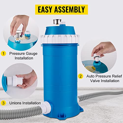 VEVOR Cartridge Pool Filter, 50-525Sq. Ft Filter Area Inground Pool Filter
