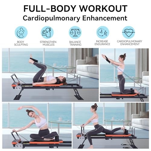 Pilates Reformer,Dpiolrcag Foldable Pilates Machine & Equipment for Home Use and Gym Workout, Suitable for Advanced and Beginners Users