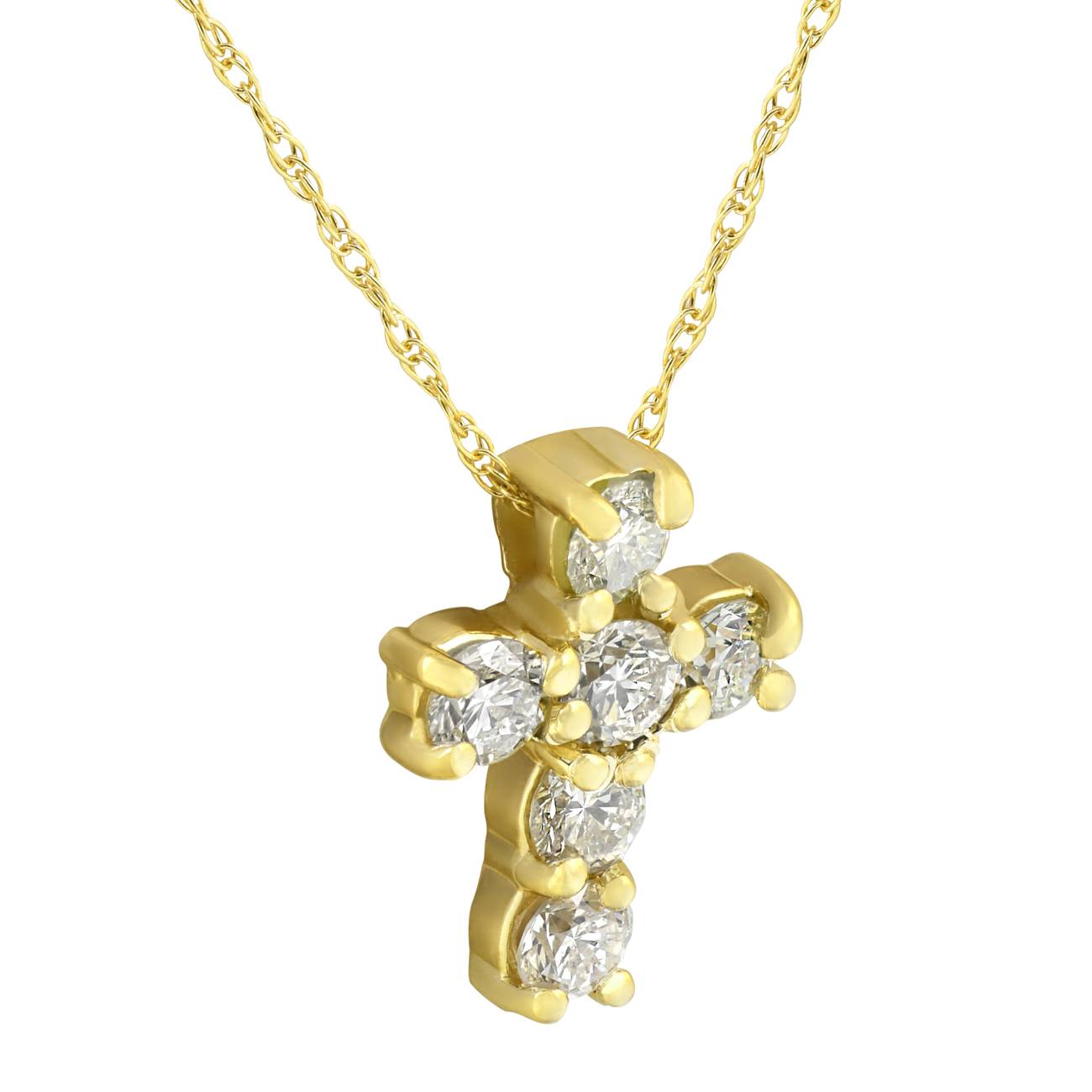 Pompeii3 1/2CT Diamond Petite Cross & Chain 1/2" Tall