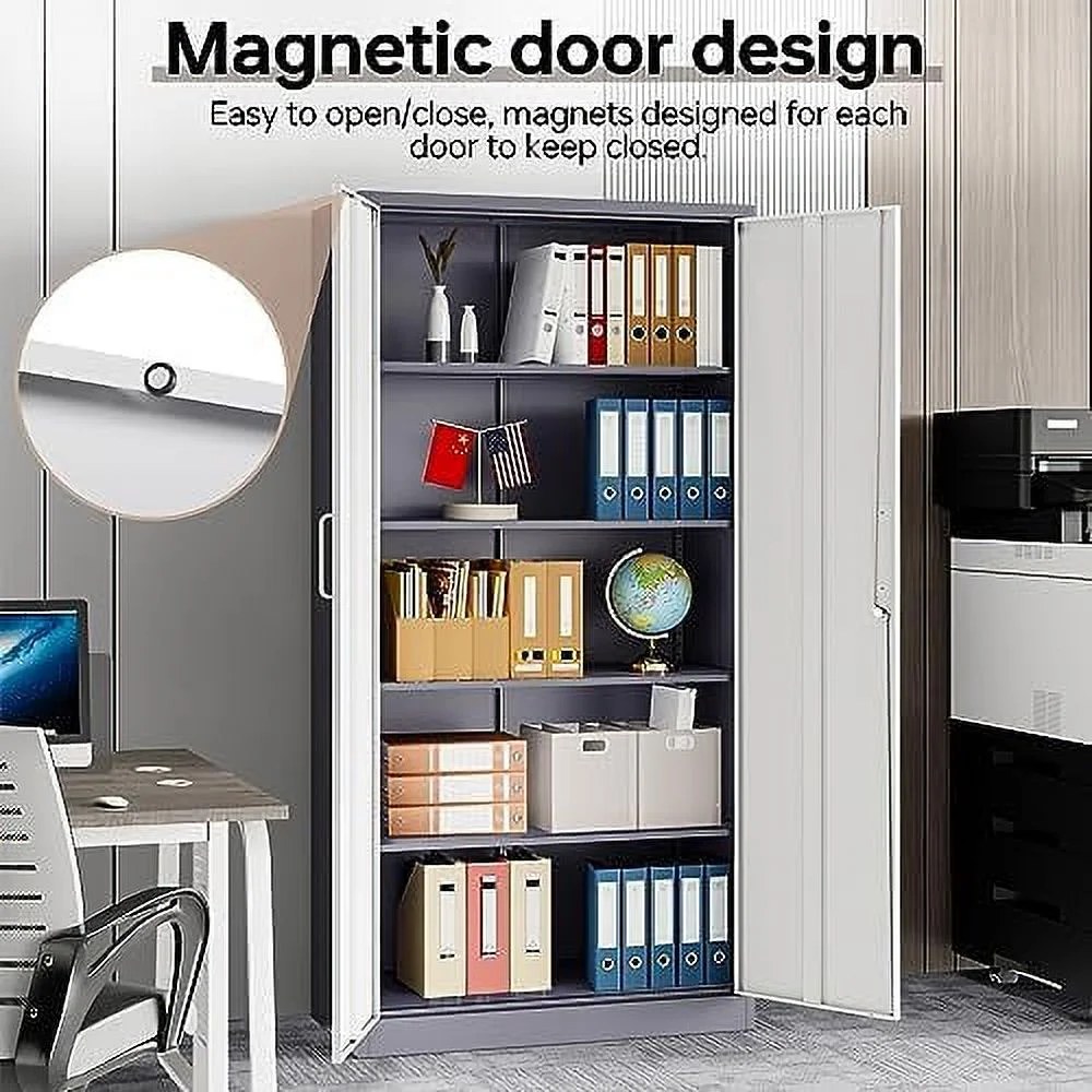 TJUNBOLIFE Metal  Cabinets with Locking Doors 71"