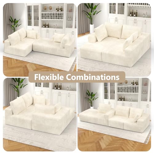 108" Modular Sectional Sofa with L-Shape Chaise, Upholstered Couches for Living Room with Deep Seat, No Assembly Required