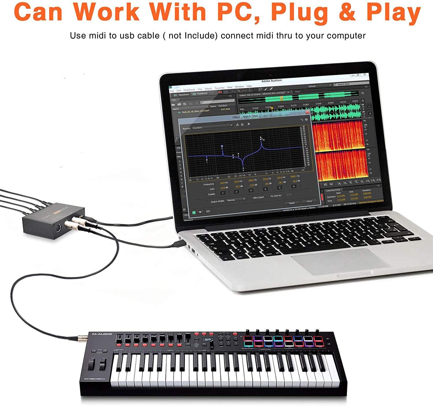 CAMOLA MIDI Thru 6 Box USB MIDI Interface 1-in 6-out MIDI Thru Box MIDI Splitter