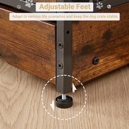 Rovibek 86" Stackable Dog Kennel Furniture with Removable Divider & 3 Doors, Double Dog Crates Furniture for 2 Dogs, Corner Dog Crate Furniture