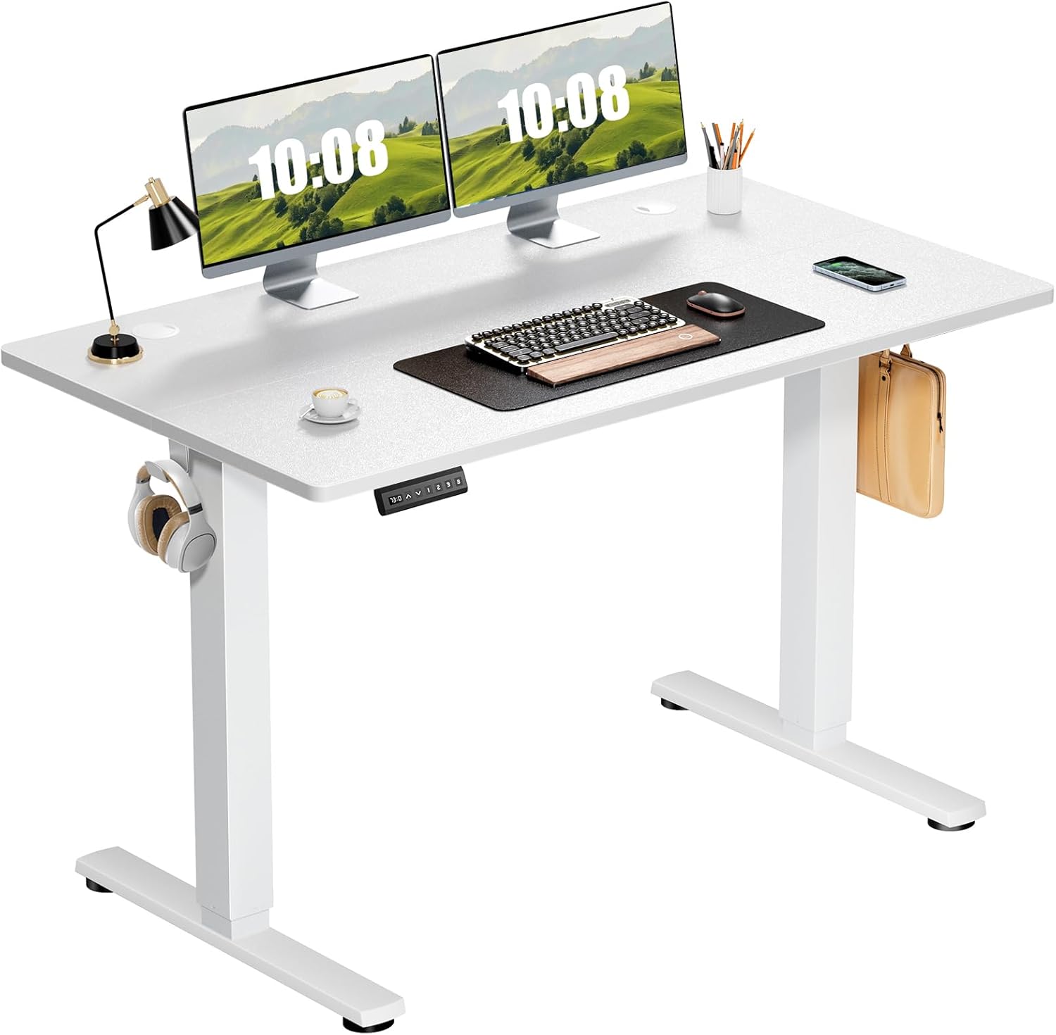 Sweetcrispy Electric Adjustable Height Standing Desk - 48 x 24 inch Sit to Stand Up Desk with Splice Board