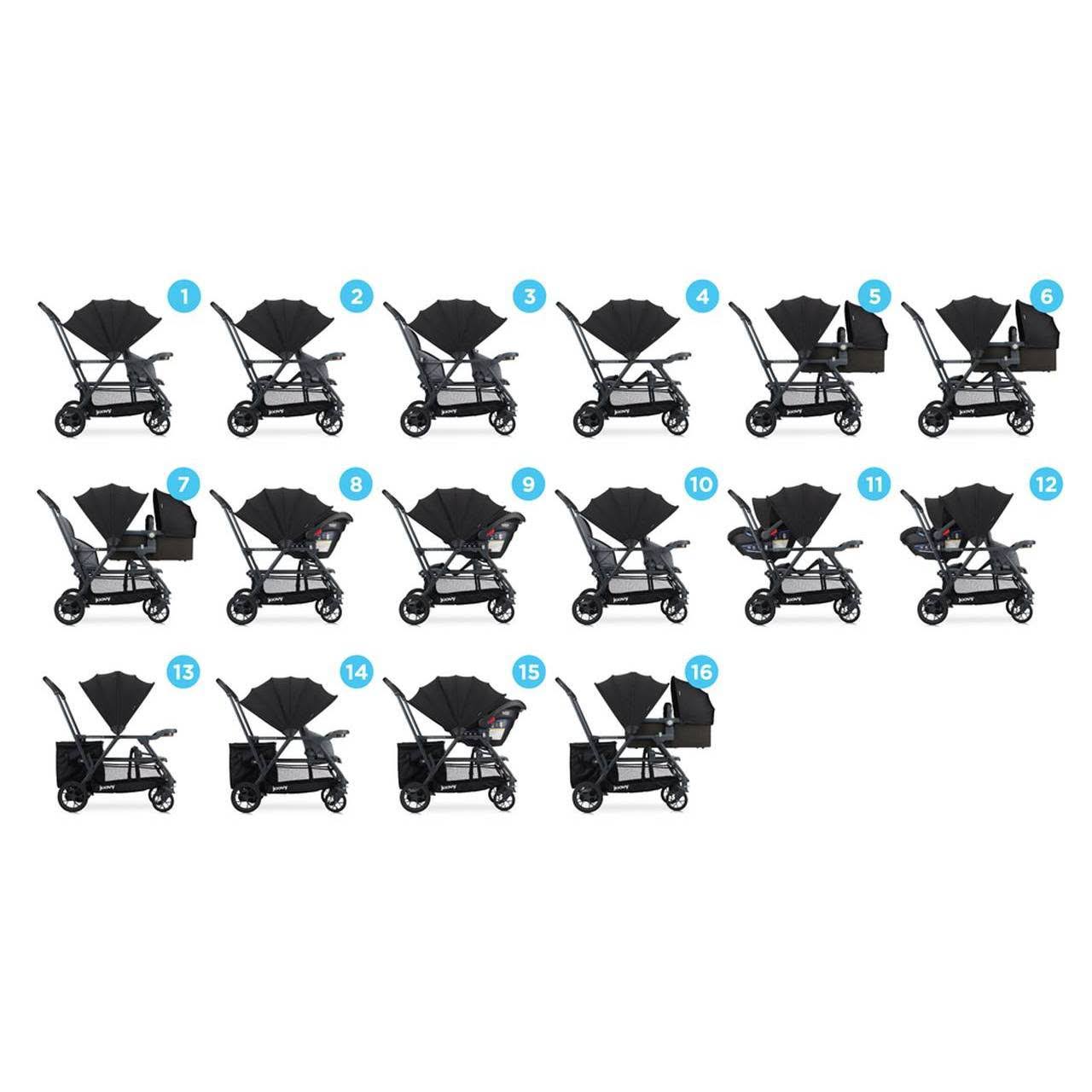 Joovy Caboose S Too Sit Stand Double Stroller - Black Melange