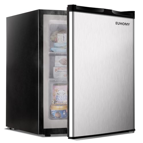 EUHOMY 3.5 Cu.Ft Chest Freezer with Removable Basket, Small Deep Freezer Adjustable 7 Thermostat, Quiet Mini Freezer Free-Standing Top Door