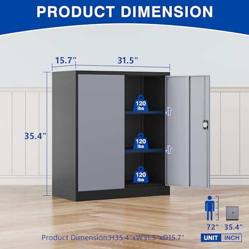 Metal Garage Storage Cabinet with Wheels,Metal Storage Cabinet with Adjustable Shelves,Steel Tool Cabinets with Locking Door for Home, School, Office