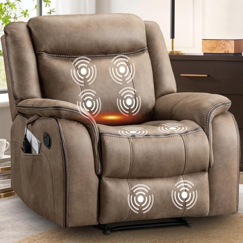 Massage Recliner Chair with Heated, Faux Leather Recliner Chairs for Adults