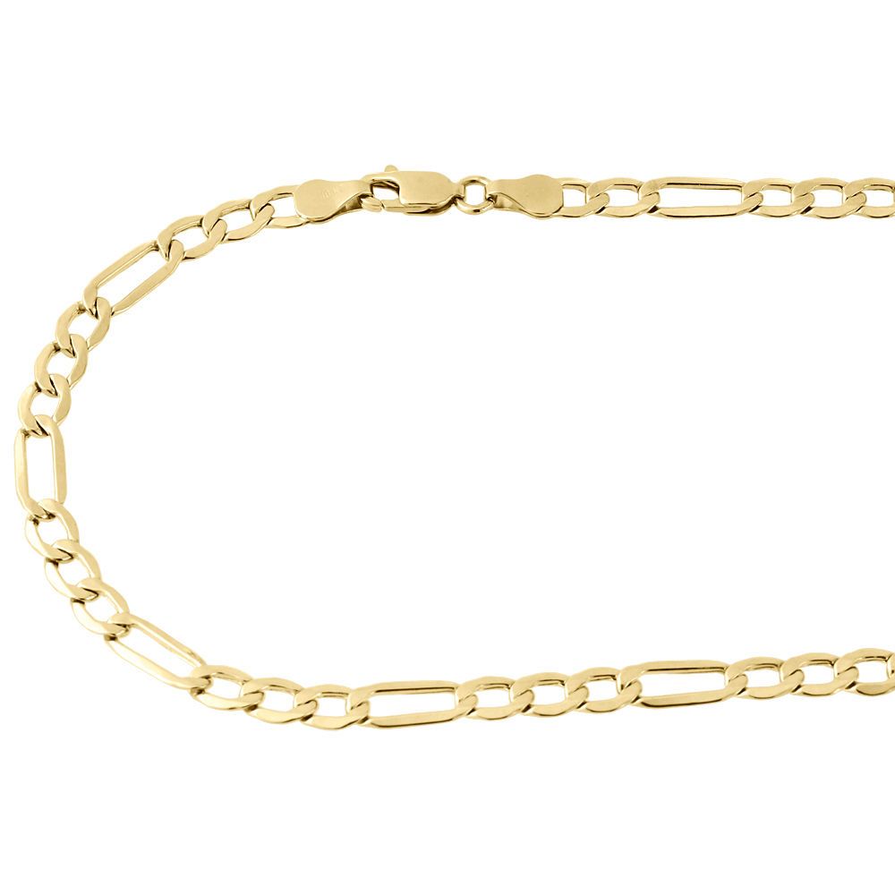 10K Yellow Gold 5.0mm Figaro Chain Necklace Lobster Clasp, 22 Inches