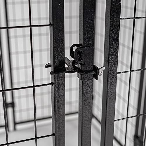 Stay Series 4 by 4 by 4.3 Feet Studio Jr. Black Powder Coat Steel Frame Outdoor Dog Kennel with Waterproof Canopy Roof and Gate Door, Khaki