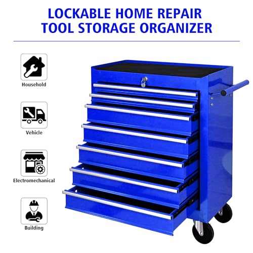 5-Drawer Rolling Tool Chest, Modular Tool Cabinet with Brake Casters & Removable Drawers, Workshop Toolbox Cart for Factory/Garage, Black