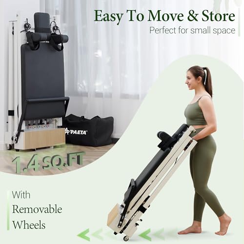 PAETA Pilates Reformer, 91" Foldable Reformer Pilates Machine with Adjustable Reformer Heights