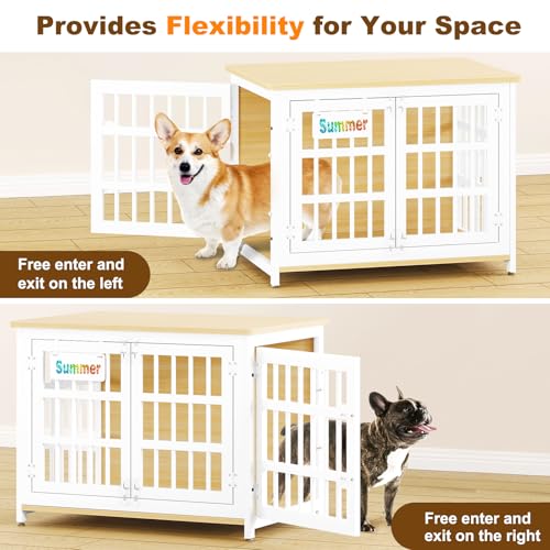 EasyCom 48"/42"/33" Dog Crate Furniture with Name Tag, Heavy Duty Dog Kennel Indoor for Large Dogs