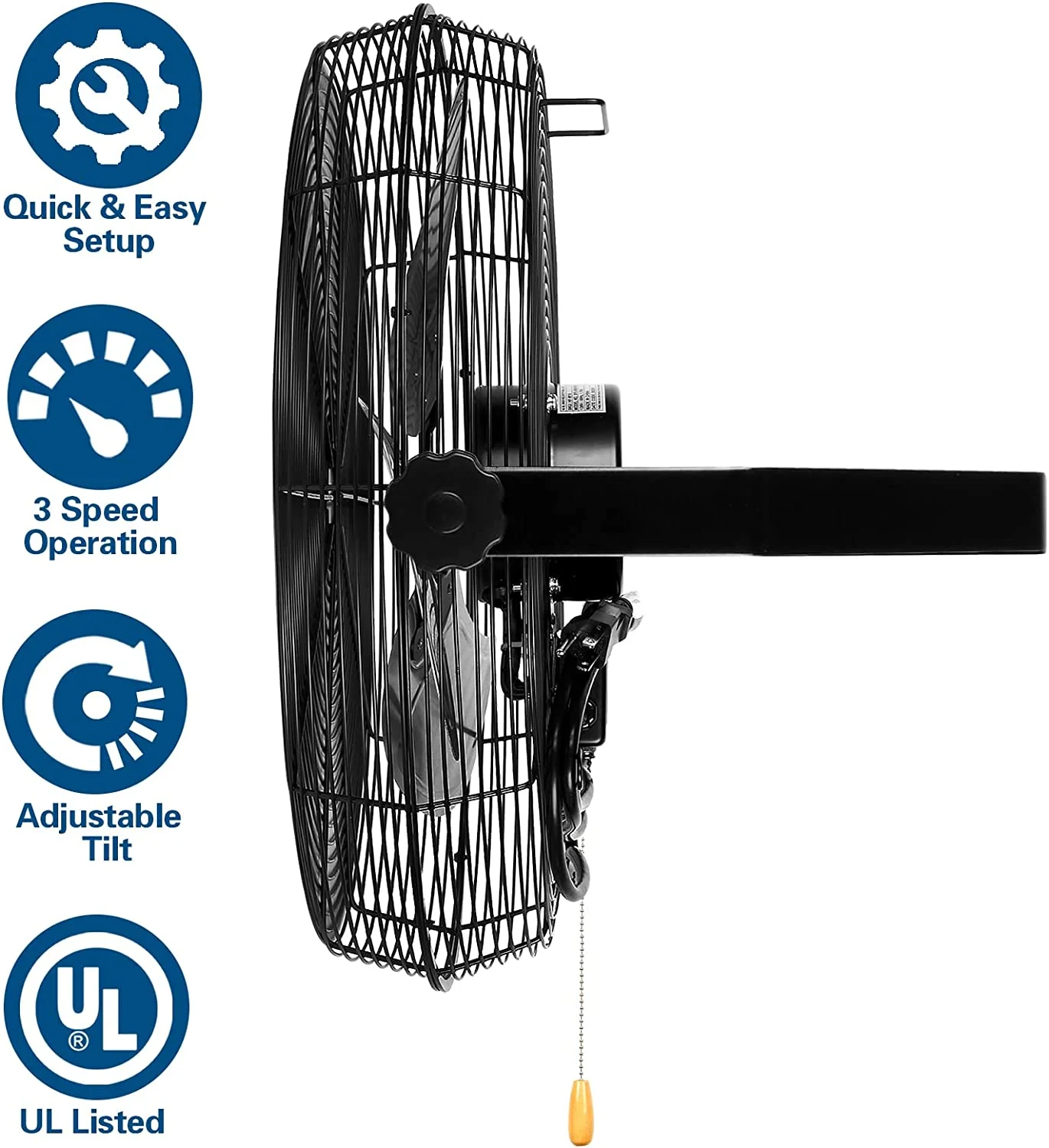 BILT HARD 4600 CFM 20 in. Industrial Wall Mount Fan, 3-Speeds High Velocity Wall Fan with Sealed Motor, Heavy Duty Metal Barn Fans for Garage
