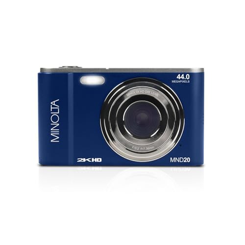 Minolta MND20 44MP Digital Camera &ndash; 2.7K Ultra HD Video, 16X Digital Zoom, Anti-Shake Stabilization, Time Lapse, Face Detection