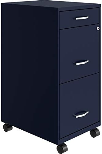 Space Solutions 3 Drawer Metal Mobile File Cabinet with Lock, Letter Size, Red, Partially Assembled