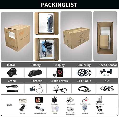 BAFANG BBSHD 48V/52V 500W 750W 1000W Mid Drive Kit with Battery Optional BBS01 BBS02 8FUN DIY Conversion Kit with LCD Display & Chainring Mountain