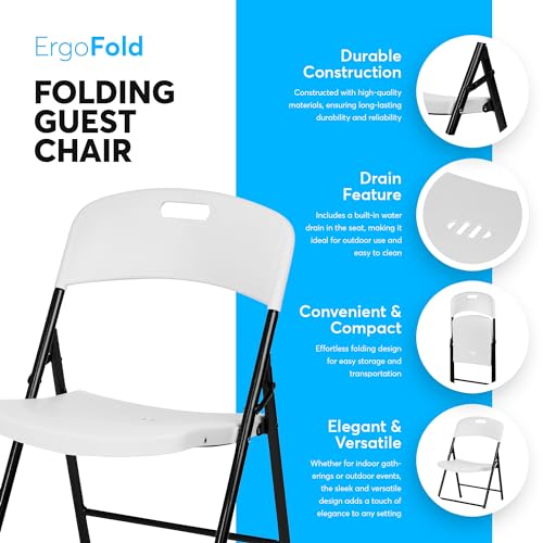 Oline Folding Chair, Indoor Outdoor Plastic Commercial Stackable Foldable Guest Chairs for Events Office Wedding Party Picnic Kitchen Dining