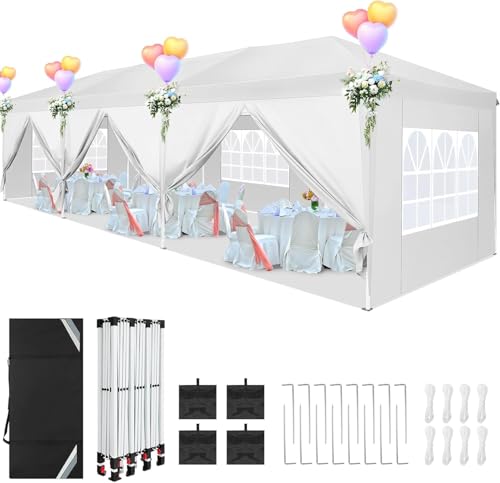 COBIZI Canopy 10x20 Pop Up Canopy Tent with 6 Sidewalls Party Tents for Parties Weddings Backyard Waterproof Canopy Outdoor Commercial Canopy Event