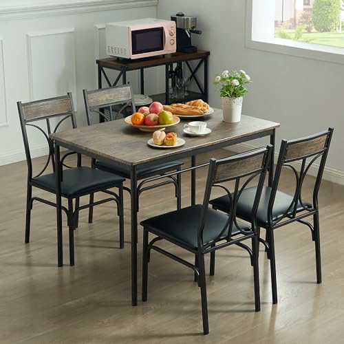 VECELO Kitchen Dining Room Table Set with 2 Chairs for Small Space, Apartment,Metal Steel Frame