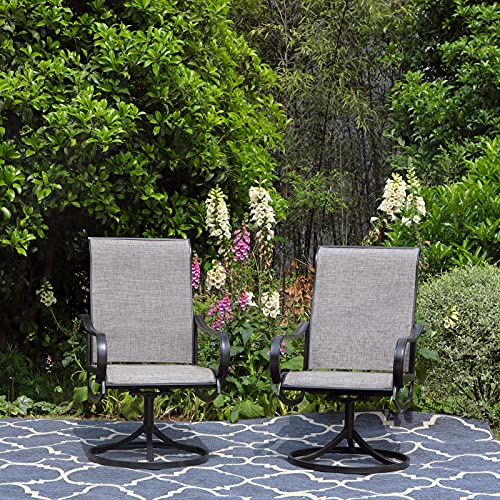 PHI VILLA 5 PCS Outdoor Patio Dining Set with Swivel Dining Chairs (Blue) and 37"x 37" Metal Steel Dining Table(1.57" Umbrella Hole)