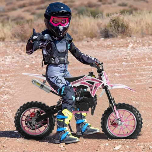 2025 Upgrade 49cc Kids Dirt Bike with Dual Disc Brakes, 2-Stroke 40KM/H Gas Pitbike