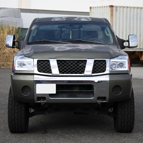 Fits 2004-2015 Nissan Armada Titan Upgraded Replacement Projector Headlights LED Switchback Sequential Turn Signals Assembly Pair | Black