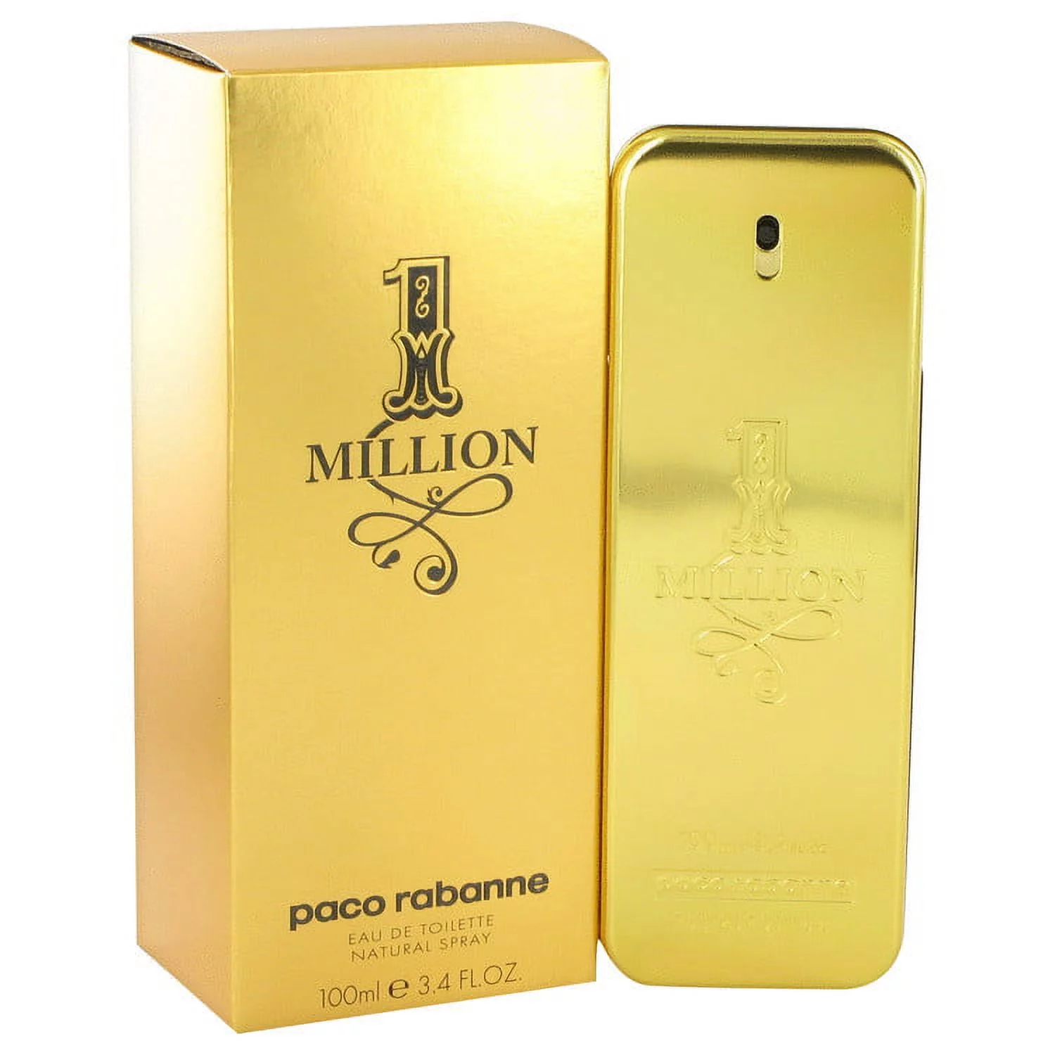 Paco Rabanne 1 Million Eau de Toilette, Perfume for Women, 3.4 Oz Full Size, (2 Pack)