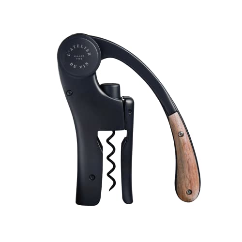 L'atelier Du Vin Oeno Motion Groom Corkscrew & Cork Dome Glass Cloche Display - Tabletop Centerpiece Walnut Wood Base Wine Tasting