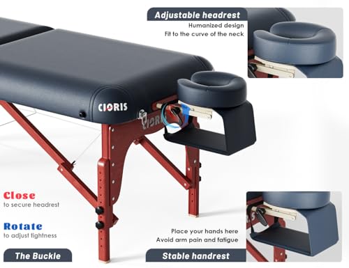 CLORIS 84" Professional Massage Table Portable 2 Folding Lightweight Facial Solon Spa Tattoo Bed Height Adjustable with Carrying Bag & Aluminium Leg