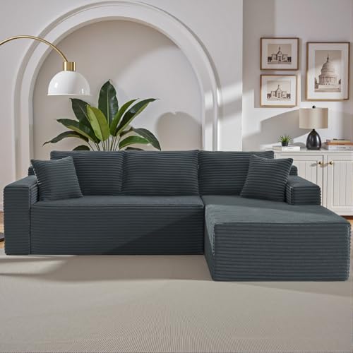 105 Inch Cloud Sectional Couch,Modern Modular Sectional Sofa with Deep Seat,Corduroy Boneless Couches with L-Shape Chaise for Living Room Bedroom