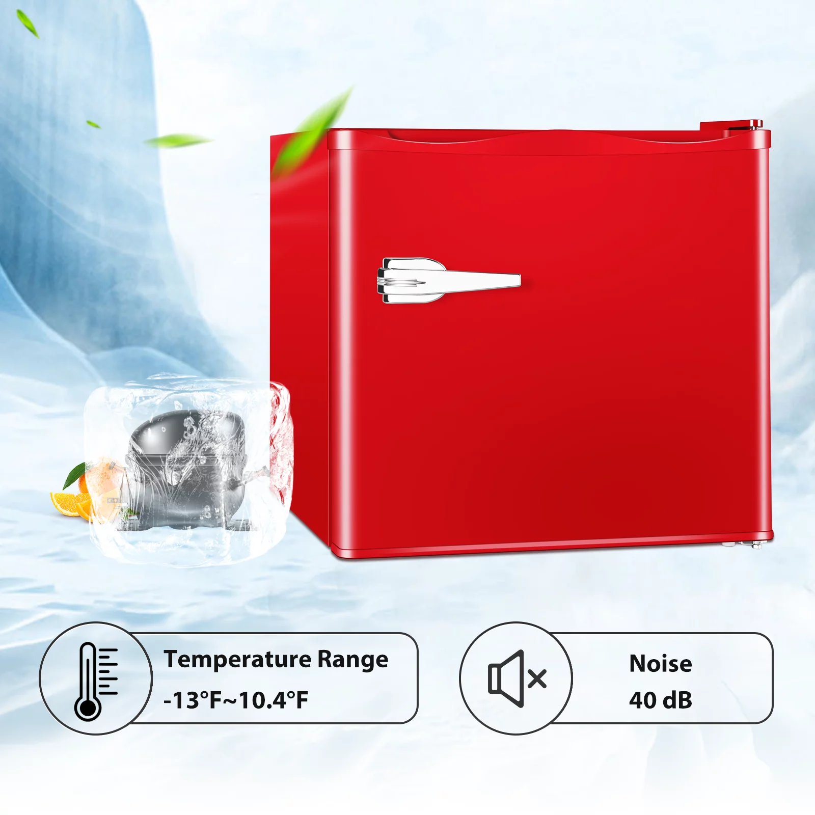 Auseo Mini Upright Freezer Compact Refrigerators，1.2Cu.ft Small Stand up Freezer for Home Office, Red