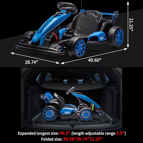 24V Electric Drift Kart for Kids, Ride Car with Adjustable Seat & 8.5MPH Speed, EVA Silent Wheels, Parent-Safety Certified Ride-On Toy