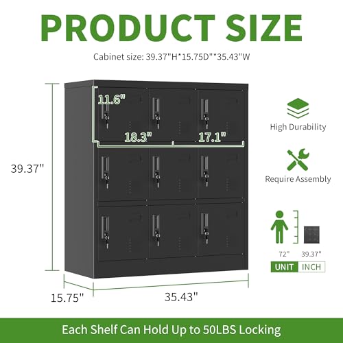 6 Doors Metal Lockers for Employees, Steel Storage Locker with Lock and Card Slot, Employee Lockers for Home, Office, School, Gym