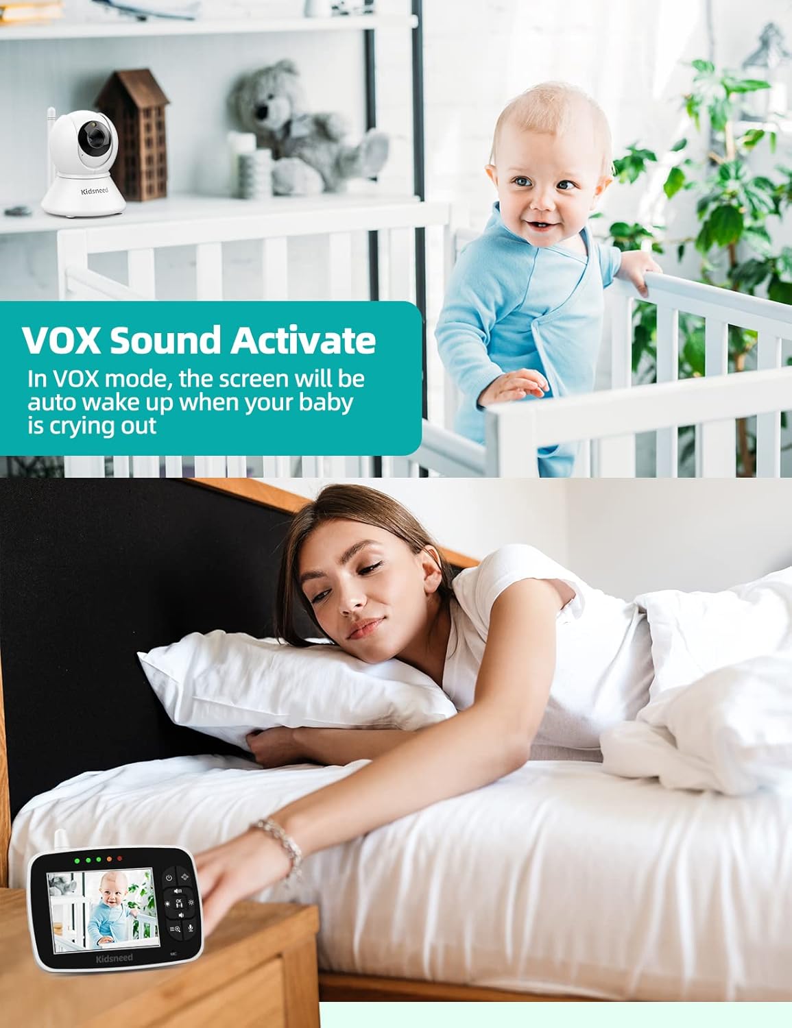 Baby Monitor with Camera and Audio - 3.5 Inch Video Baby Monitor with Remote Control Pan& Tilt &Zoom Camera, Two-Way Audio, Night Vision