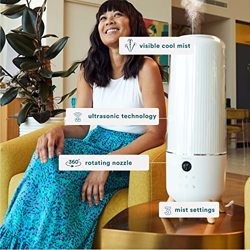 Homedics Ultrasonic Humidifier - Large Deluxe Air Humidifiers for Bedroom, Plants, Office - Top-Fill 1.47-Gallon Tank, Cool Mist