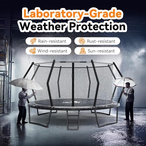 BCAN 8FT 10FT 12FT 14FT 15FT 16FT Recreational Trampoline with Enclosure for Kids Adults, ASTM Approved, Outdoor Trampolines with Ladder for Kids