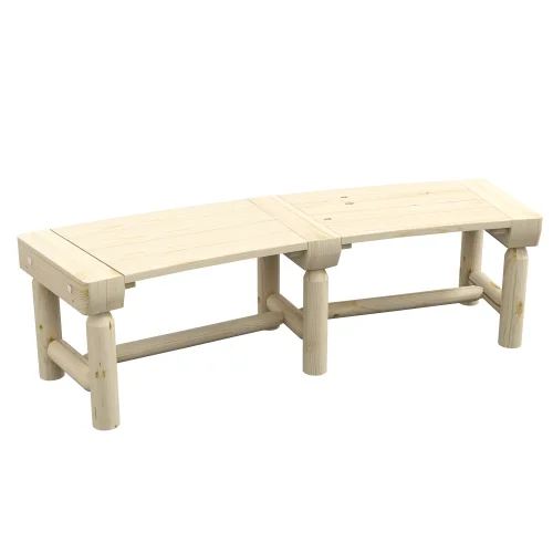 Buumin Outsunny Wooden Garden Bench, Semicircular Round Outdoor Tree Bench, Wrap Around Park Bench for Yard, Patio, Deck, Lawn, Natural