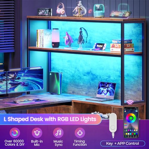 SEDETA L Shaped Standing Desk, Reversible Computer Office Desk with Drawers & Hutch