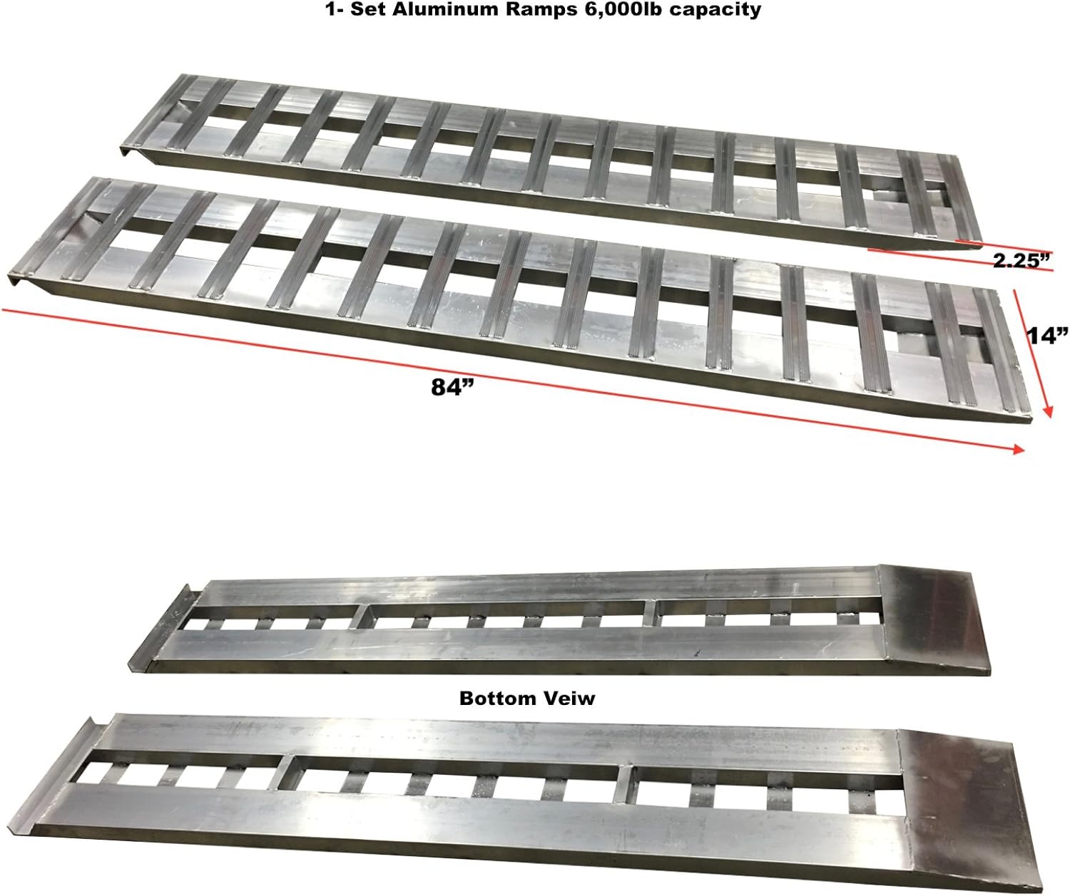 GEN-Y Hitch Aluminum Trailer Ramps Car ATV Truck Ramps 1 Pair 2- ramps = 6000lb Capacity 14" Wide x 84" Long