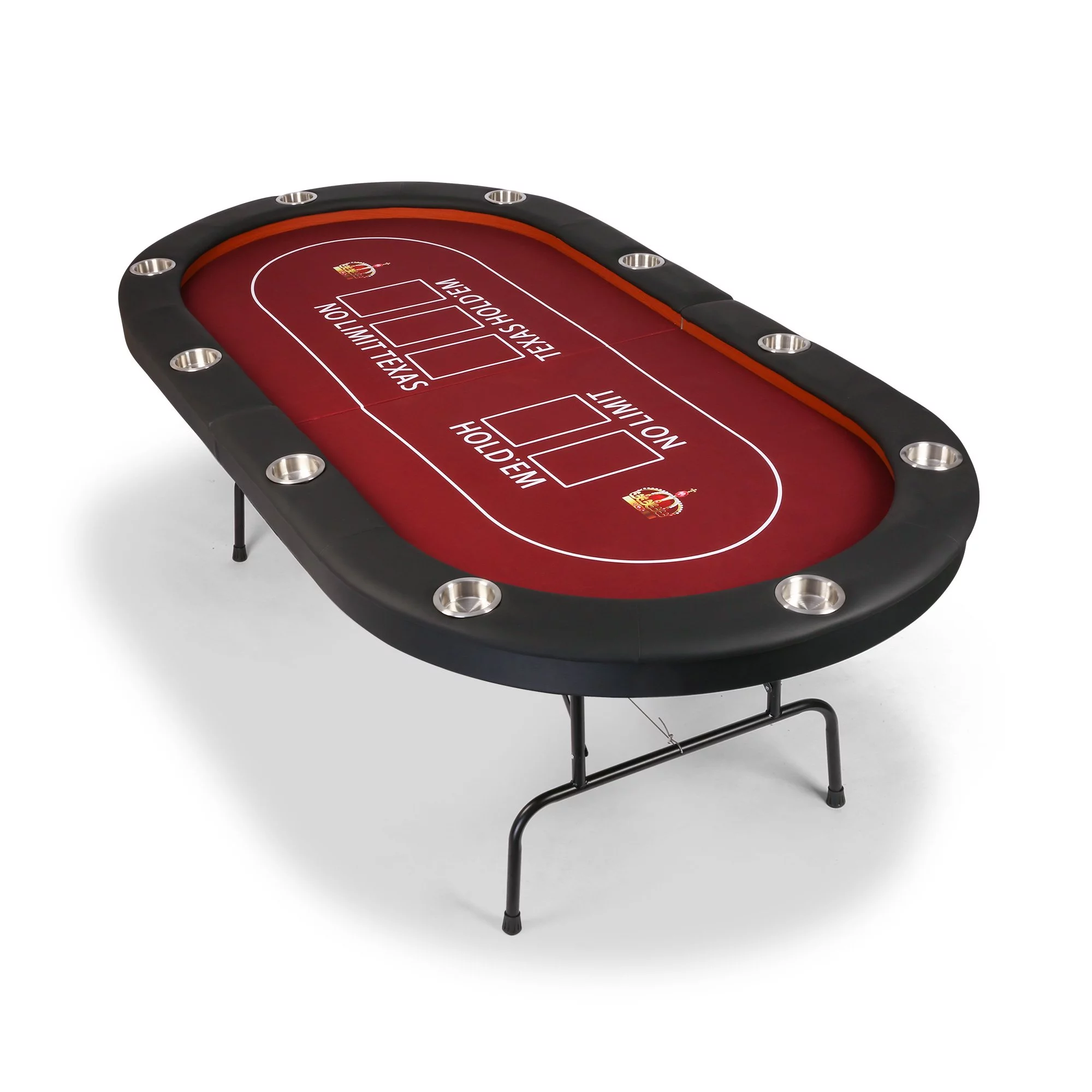 KARMAS PRODUCT Foldable Poker Table - 10 Players Texas Holdem Poker Table, Casino Table for Blackjack Board Game w/Deep Steel Cup Holder