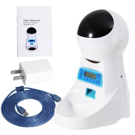 Automatic Dog and Cat Feeder, 4L Dispenses Pet Food with LCD Display Timer Programmable, Voice Recorder, Portion Control Onli, W