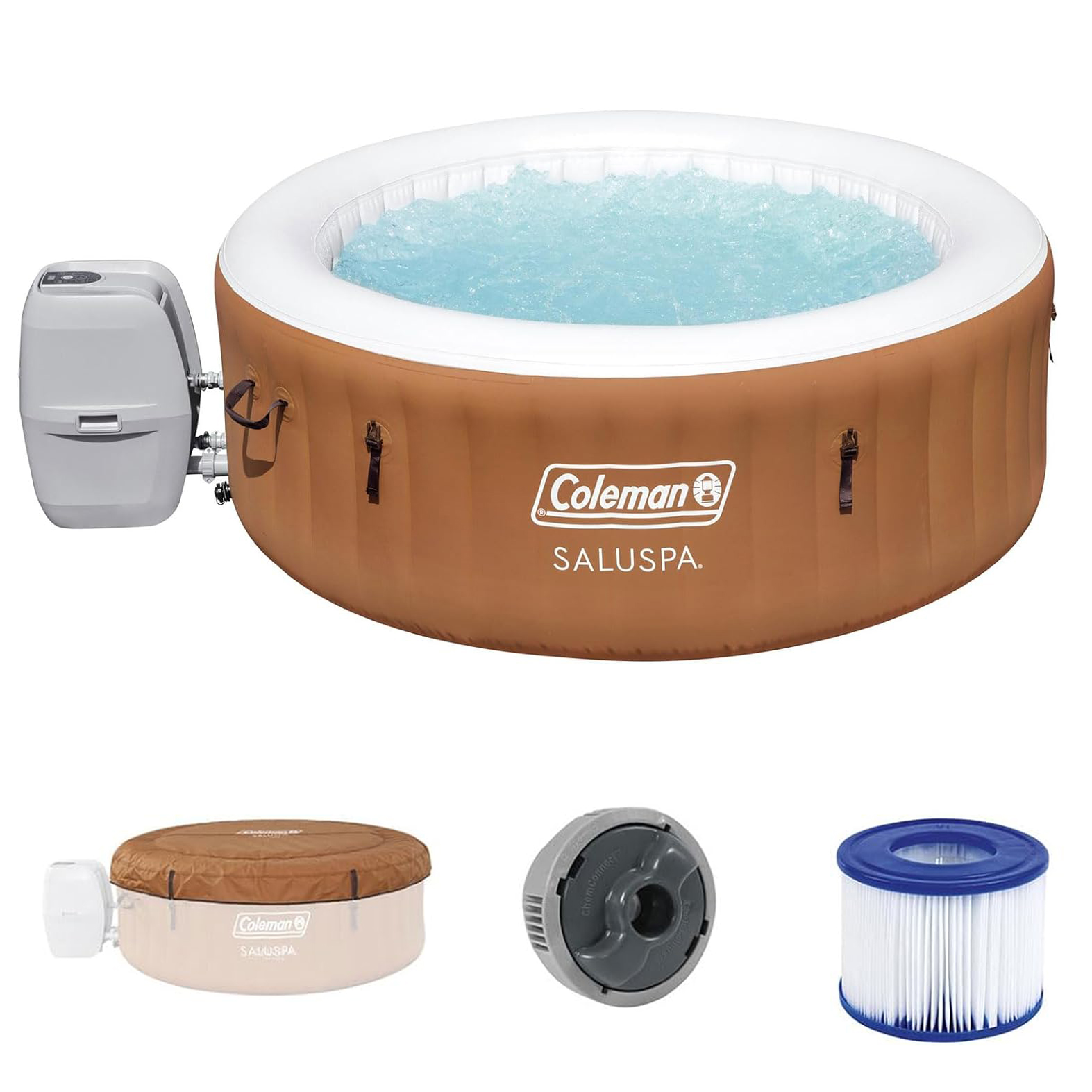 Inflatable Hot Tub Round Portable Outdoor Spa with 20 Soothing Air Nozzles and Cover