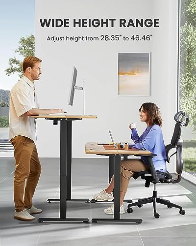 ErGear Height Adjustable Electric Standing Desk, 48 x 24 Inches Sit Stand up Desk, Memory Computer Home Office Desk with Two-Piece Desktop (Walnut)