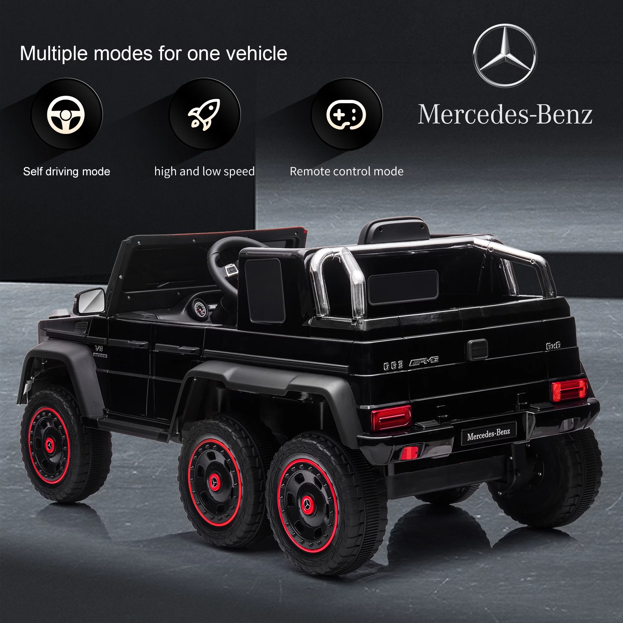 Licensed Mercedes Benz G63 24V Ride On Cars, 200W Powerful Motors Electric Truck with Remote Control, MP3 Player, Soft Seat, 6 Wheels Drive