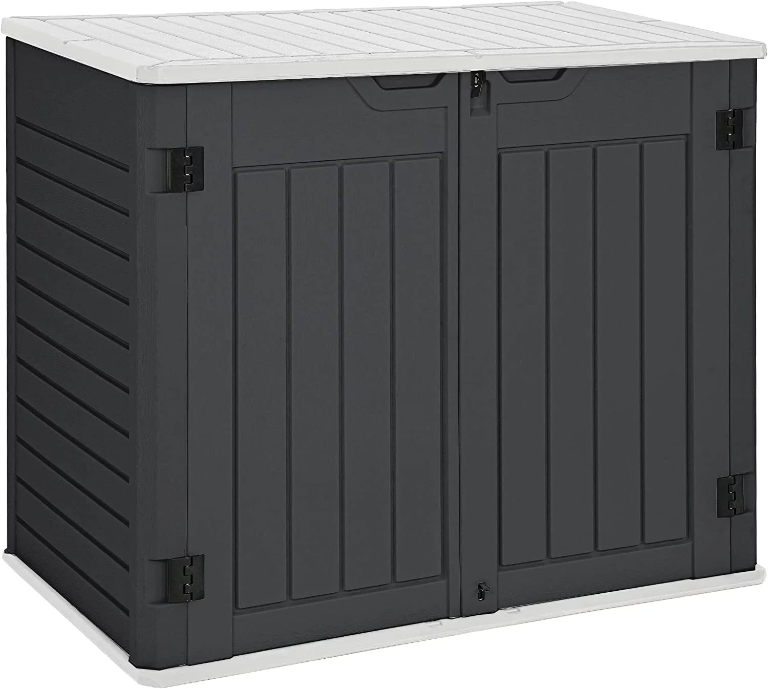 Dextrus Outdoor Horizontal Storage Sheds, Weather Resistant Resin Tool Shed, Multi-Opening Door for Easy Storage of Bike, Trash Cans, Garden Tools