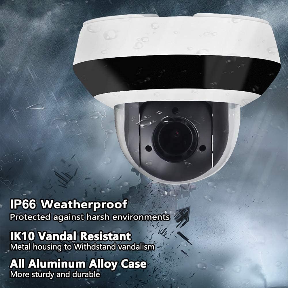 Anpviz 4.0MP POE IP PTZ Dome Camera Compatible with Hikvision ,4X Optical, 16X Digital Zoom, H.265+ Outdoor Mini Security Camera with Audio, Alarm