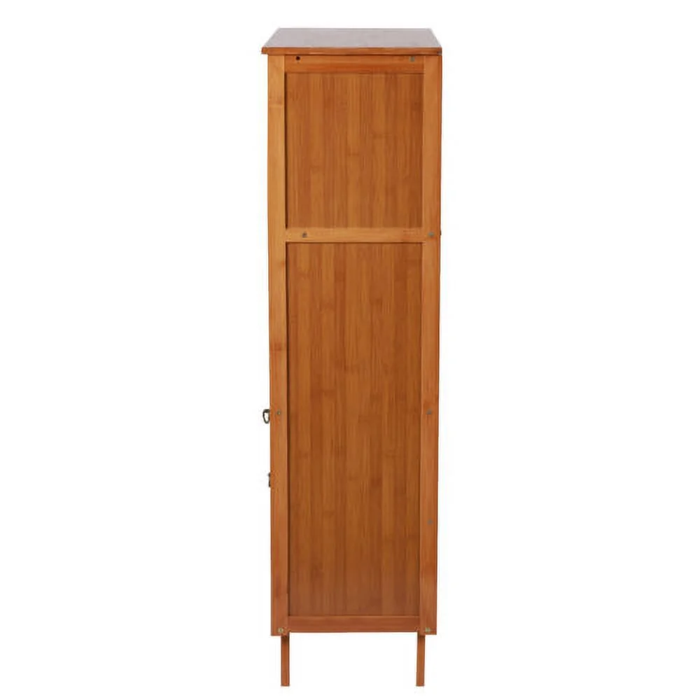 Wooden Storage Pantry Cupboard with 3 Drawers, Cabinets & 2 Acrylic Doors Brown